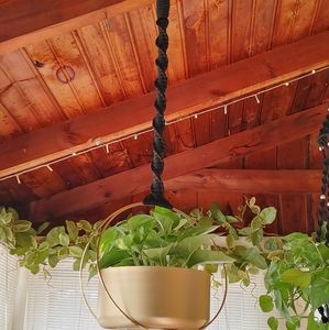 Modern Macrame  Brass hoops Plant Hanger